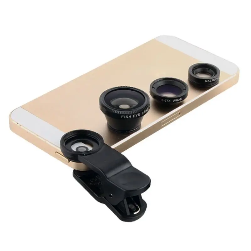 Universal 3in1 Clip On Fish Eye Lens Wide Angle Macro Mobile Phone Lens