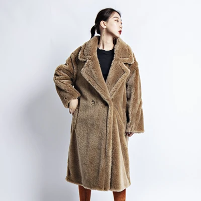 Плюшевое пальто, пальто из искусственного меха, Женская куртка, пушистое пальто, женская кожаная куртка, новое модное зимнее пальто для женщин размера плюс - Цвет: CAMEL