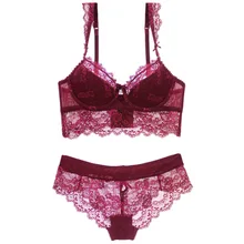 JIGERJOGER фиолетовое, винно-красное тонкое нижнее белье, большие размеры, однобортный женский бюстгальтер с эффектом пуш-ап, комплект с бюстгальтером, сексуальный кружевной бюстгальтер