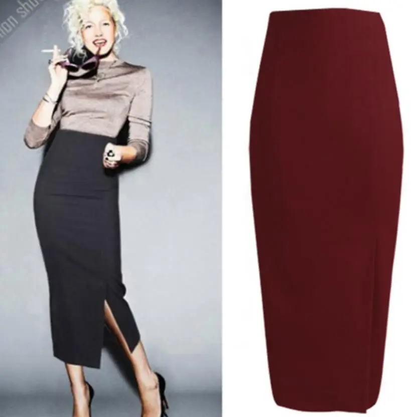 

Women High Waist Skirts Female Autumn Winter Woolen Skirts Plus Size Work OL Skirt Pencil Skirt
