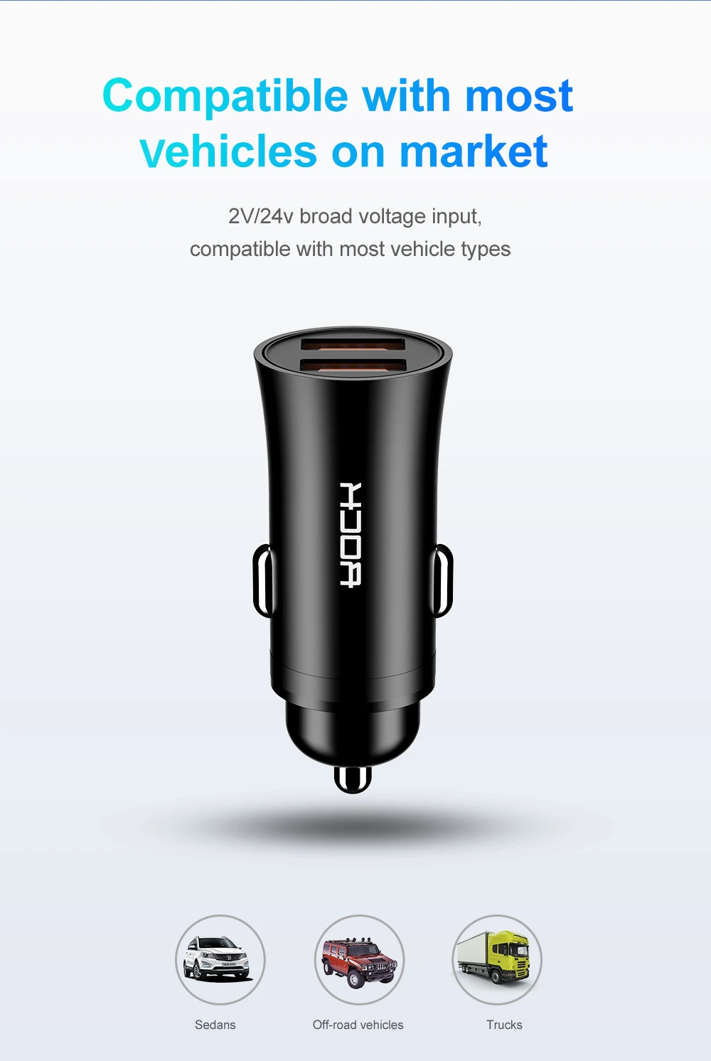 ROCK 32 Вт USB Автомобильное зарядное устройство Quick Charge 4,0 3,0 Для samsung huawei Supercharge SCP 5A быстрое зарядное устройство двойное автомобильное usb-устройство для зарядки телефона