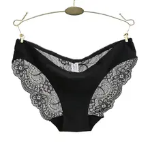Calcinha de renda plus size transparente, roupa íntima de algodão