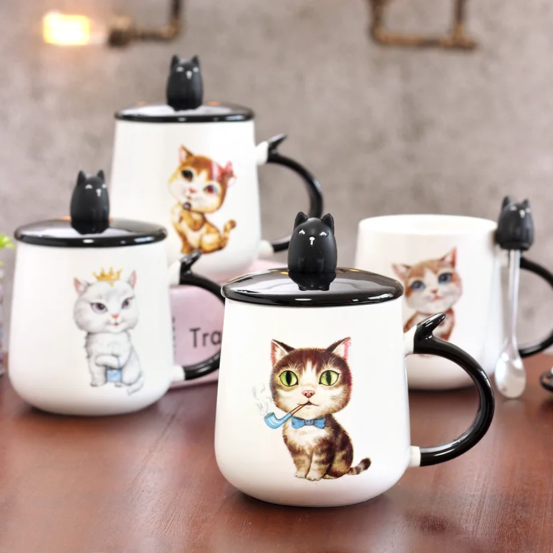2018 Лидер продаж Прекрасный Kitty керамика чашка с стереоскопического Черный кот