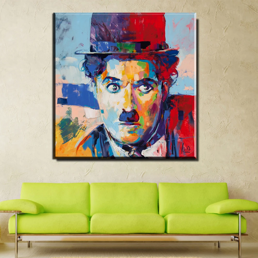 Canvas Portrait Painting Charlie Chaplin Canvas Poster Print For Living Room Home Decoration Painting Calligraphy Aliexpress