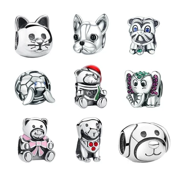 

2019 New Arrival 925 Sterling Silver Curious Cat Animal Charm Fit WST Bracelet Necklace Authentic Equal Jewelry