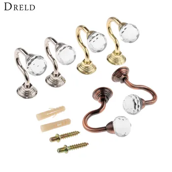 

DRELD 2Pcs Crystal And Chrome Tie Back Hook Metal Crystal Ball Curtain Hooks Tassel Towel Hanger Holder for Fabric Curtains