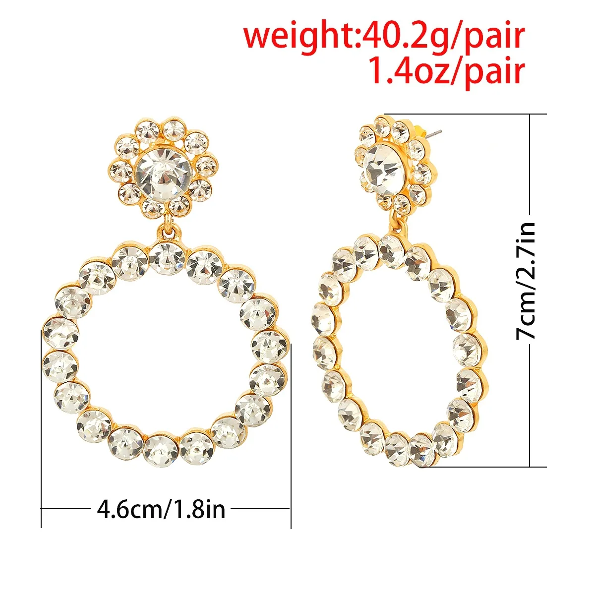 Qingwen Trendy Crystal Round Pendant Drop Earrings For Women Fashion Pearl Charm Statement Jewelry Wedding Earrings Female