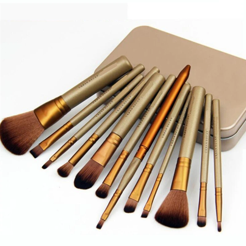 Conjunto de Escova de Maquiagem Moda Marca Feminina Premiuim Alta Qualidade Macio Taklon Cabelo Profissional Maquiagem Artista Escova Kit Ferramentas 12 Pçs