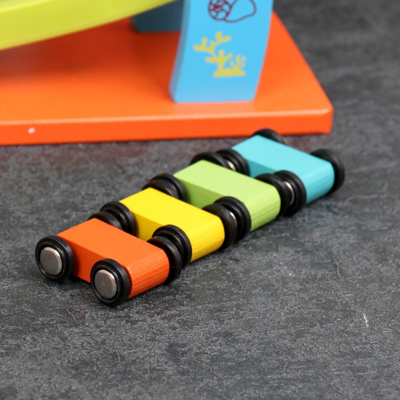 Children's Assembly Four-rail car Inertia car Roller coaster, early education wood toys, Intelligent children Classic wooden toy