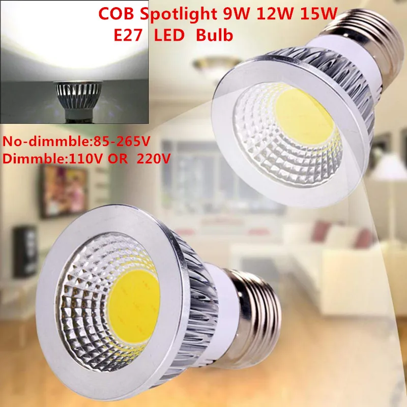 10 шт. E27 диммируемая COB 9 Вт 12 15 AC110V 220 В Высокая мощность светодиодные cob лампочки