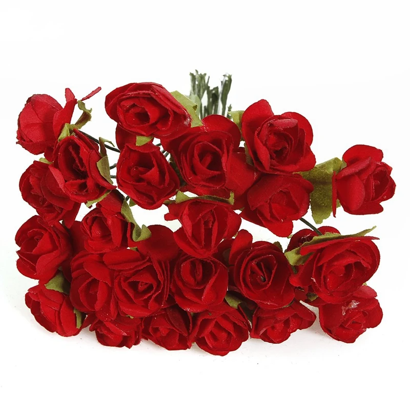 Новинка 144 X искусственный бумажный красный цветок розы Свадебный декор