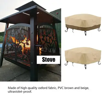 

Waterproof Outdoor Garden Furniture Square Fire Pit Cover Stove Round Cover Oxford Fabric Dust Cover For Home