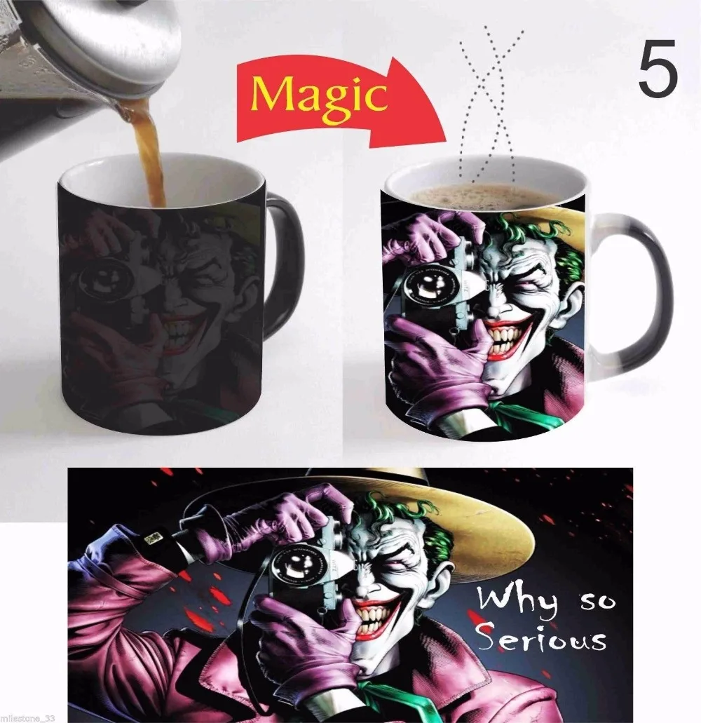 smile joker mugs coffee cups tea mugs heat sensitive heat reactive Magic cups ceramic travel mug