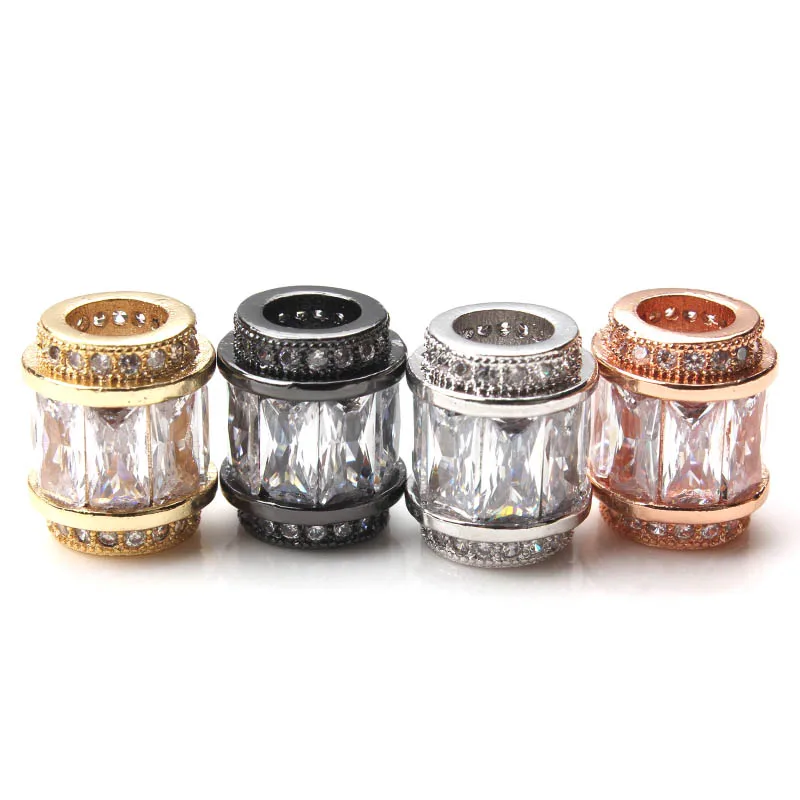 

1pc 12*10mm Crystal Spacer Beads Gold Silver Black Copper Bracelet Beads for Women DIY Jewelry Components