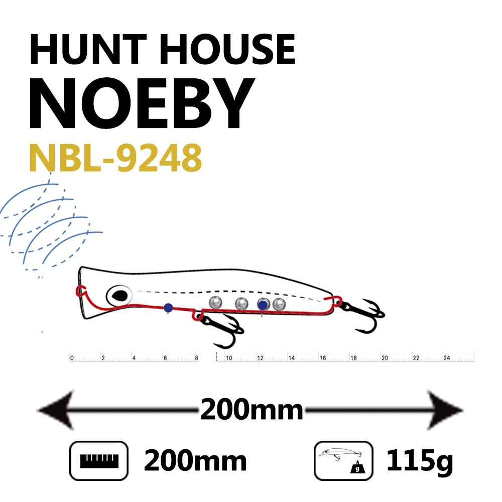 Noeby Большая Поппер морская приманка Попперс морская рыболовная жесткая приманка 200 мм 115,2 г 8 цветов Топ вода abs пластик