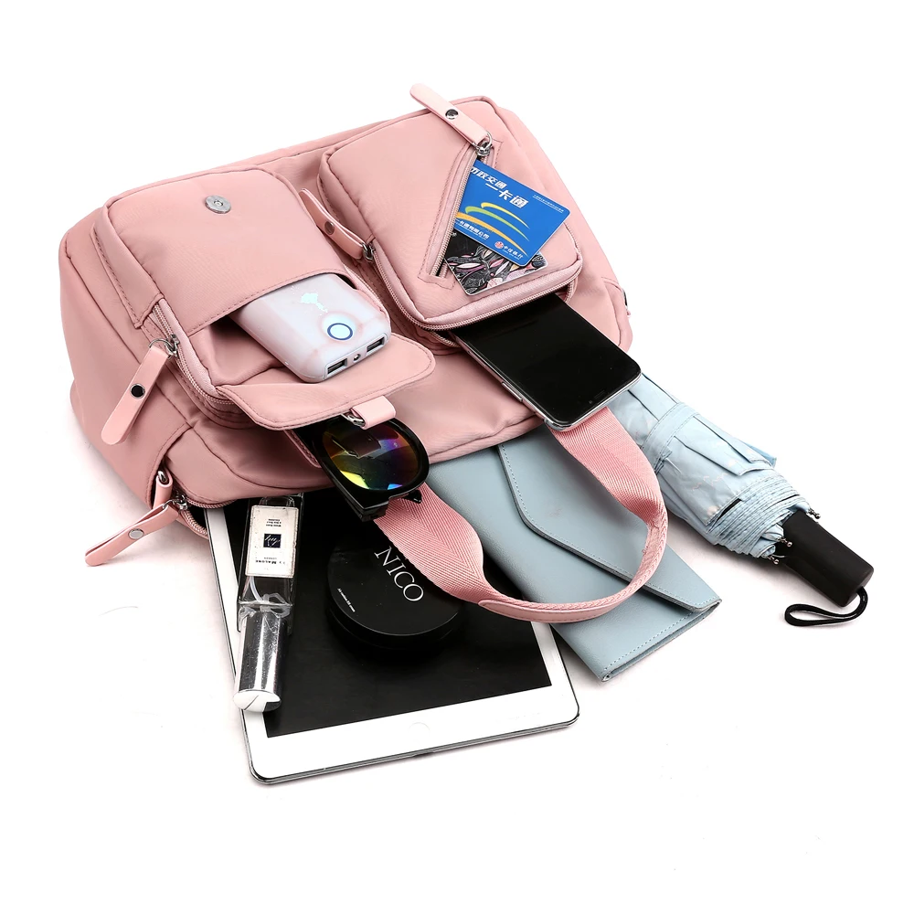 Multi-pocket Tote luxury handbags nylon cloth women bags designer sac main femme crossbody bags for women Pink bag over shoulder