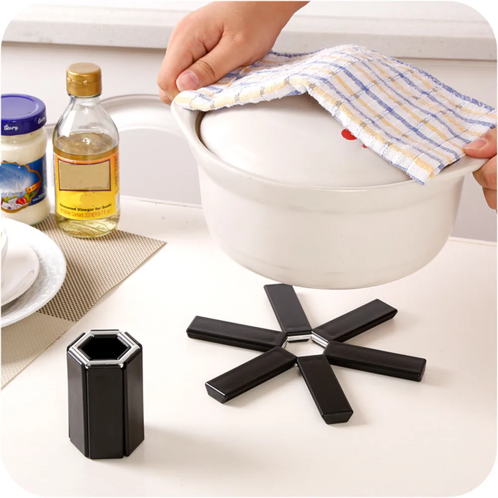 

silicone cage 2019 Black Foldable Non-slip Heat Resistant Pad Trivet Pan Pot Holder Mat Kitchen
