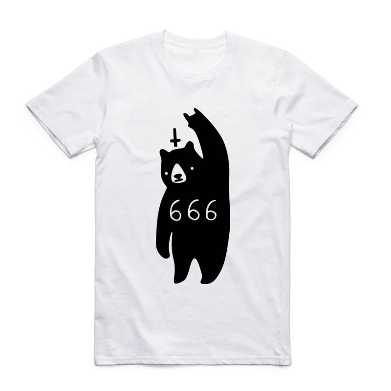 2017 S-XXX 666 사탄 베어 티셔츠 패션 반소매 오크 넥 탑스 T 셔츠 캐주얼 힙합 힙합 스와그 티셔츠