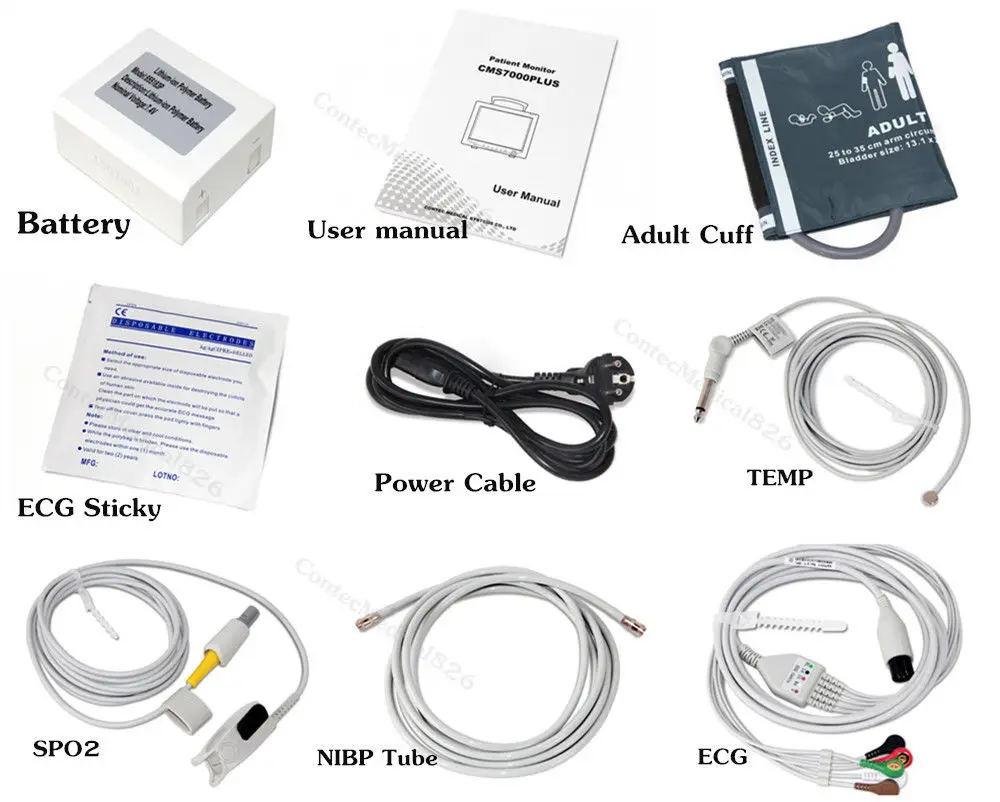 CE& FDA 12," ICU/CCU мультипараметрические жизненные знаки монитор пациента CONTEC CMS8000+ сумка