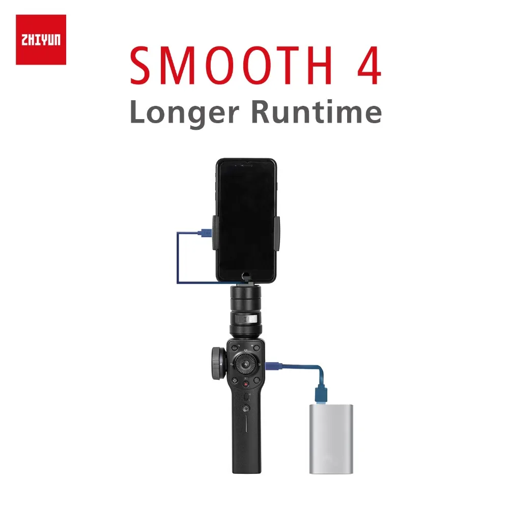 Zhiyun Smooth 4 3-осевой ручной шарнирный стабилизатор для камеры для iPhone X, 8, 7 плюс samsung S8+ S8 S6+ пластина для Gopro Hero 5/4/3/3+ Камера