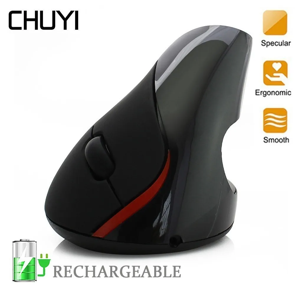 

CHUYI Wireless Vertical Rechargeable Mouse Ergonomic Laptop USB Mice 2.4Gh 1600DPI Optical Gaming Mouse Computer Mause Sem Fio