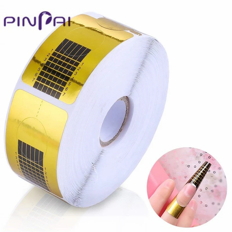 

500pcs Rectangle Nail Extension Form Paper Sticker for Manicure Shape Holder Nail Art Tips UV Gel Building Extender Forms