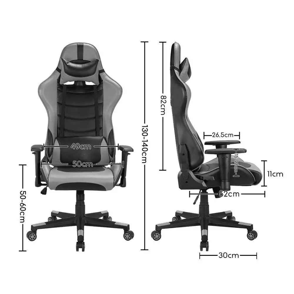 Racing Chair Office Executive Computer Chair with Adjustable Height and the Backrest Tilted  Head Pillow Movable Lumbar Cushion