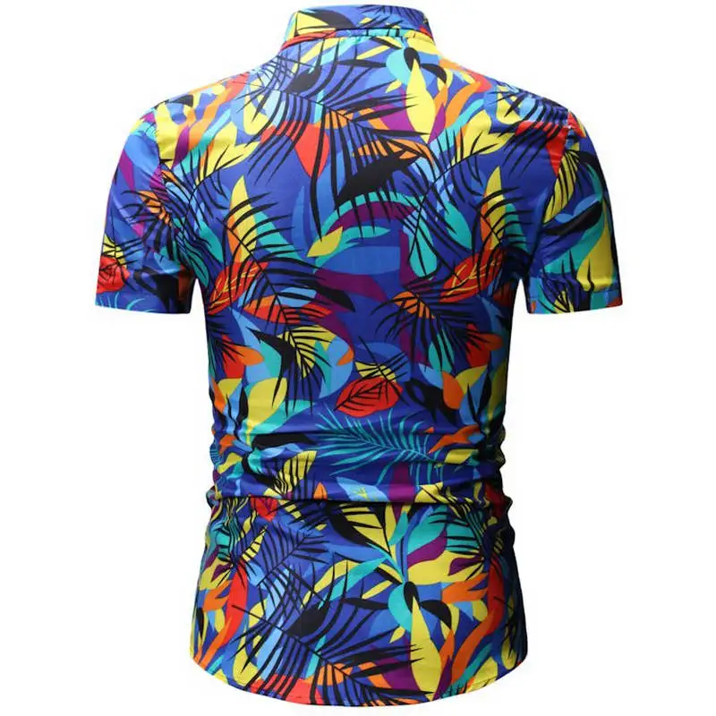 2019 جديد الصيف الرجال قصيرة الأكمام الشاطئ قمصان هاواي القطن عارضة الأزهار قمصان منتظم زائد حجم XXXL ملابس رجالي أزياء