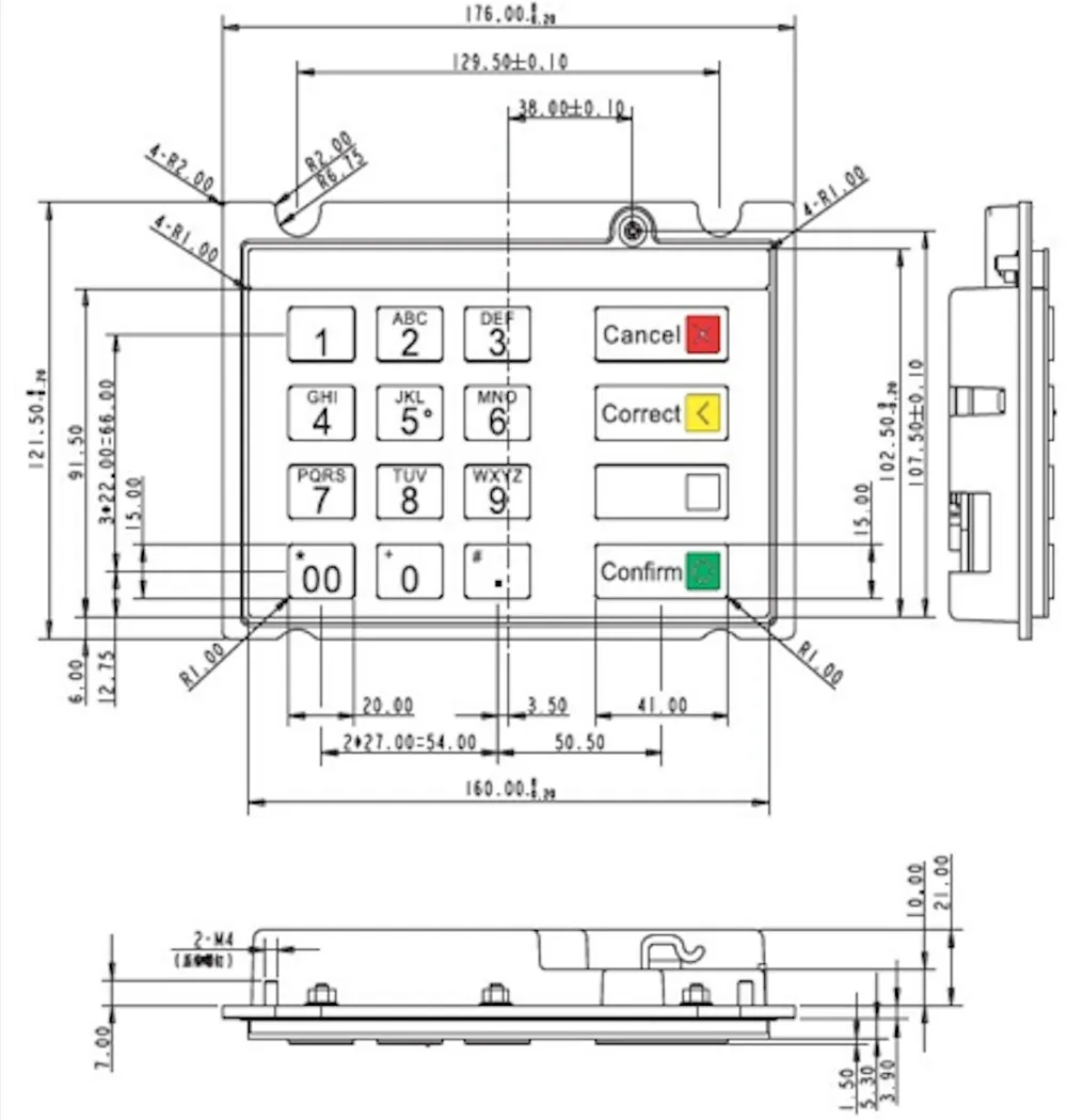 PCI 4.x/ PCI4.0 металлический Pinpad для Wincor nixdof EPP V6/EPP J6 для ATM, металлический киоск безопасности зашифрованные коврик клавиатуры