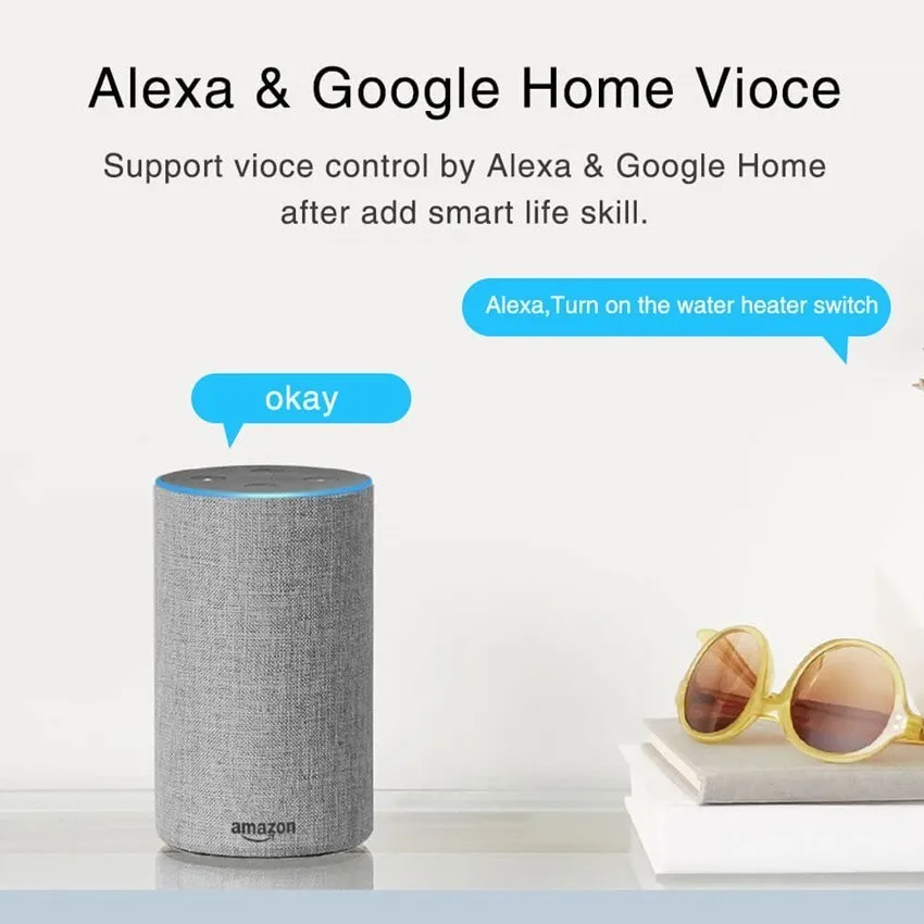 20A WiFi умный бойлер переключатель водонагреватель дистанционное управление Amazon Alexa Echo Google Home Голосовое управление стеклянная панель для США/ЕС