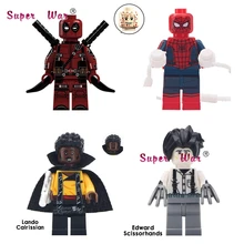 Одиночный фильм Lando Cairissian Эдварда сissorhands Человек-паук Дэдпул Модель строительный блок игрушки для детей