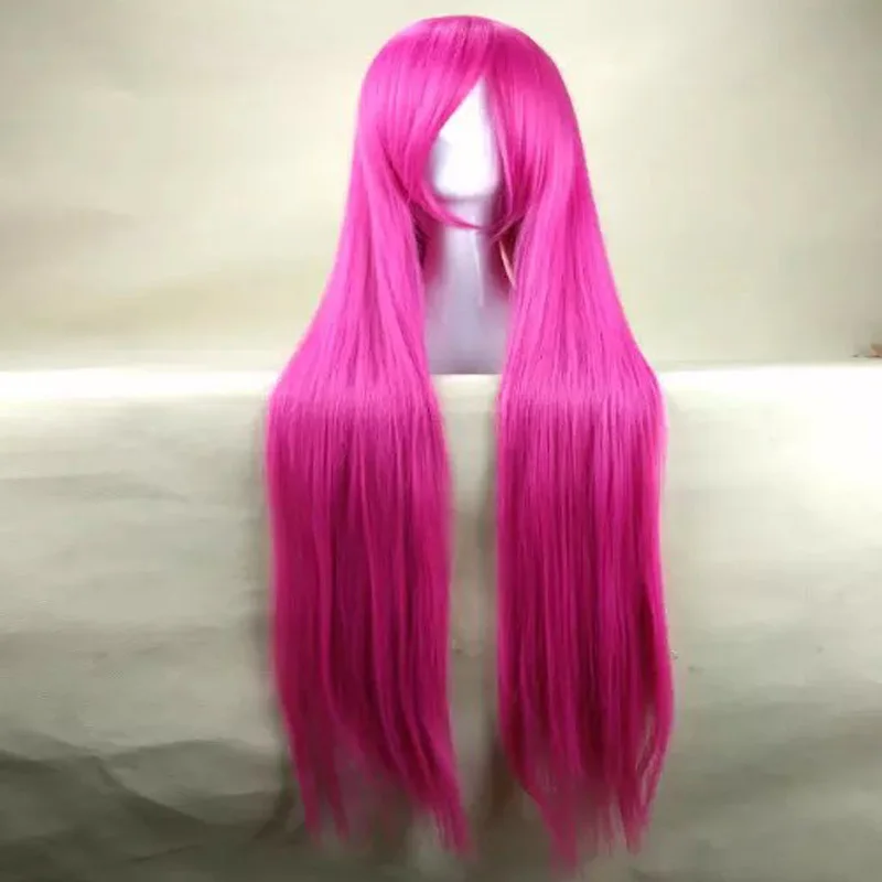 HAIRJOY синтетический парик для студенческой вечеринки 100 см длинные прямые вечерние парики 22 цвета - Цвет: pink red