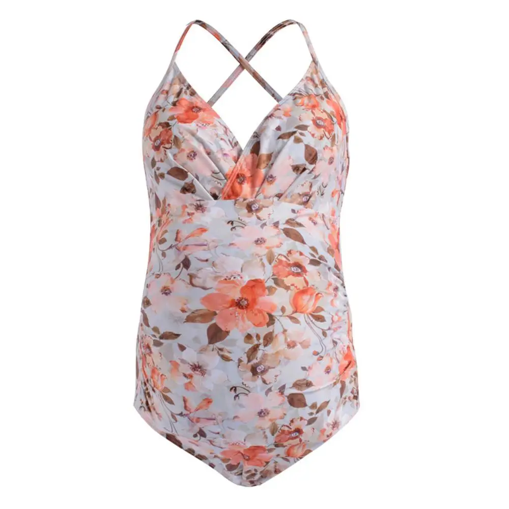 

Pregnant Swimsuit Maternity Bikini Women Ruffles Frenulum Pure Color Beachwear Outdoor Casual Bathing Suit One-piece Swimsuit