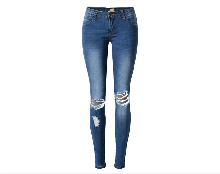 Высококачественные узкие джинсовые брюки для женщин, Узкие рваные потертые хлопковые джинсовые брюки-карандаш