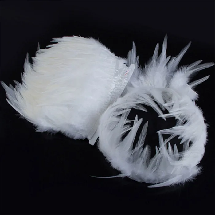 white rooster feather trim