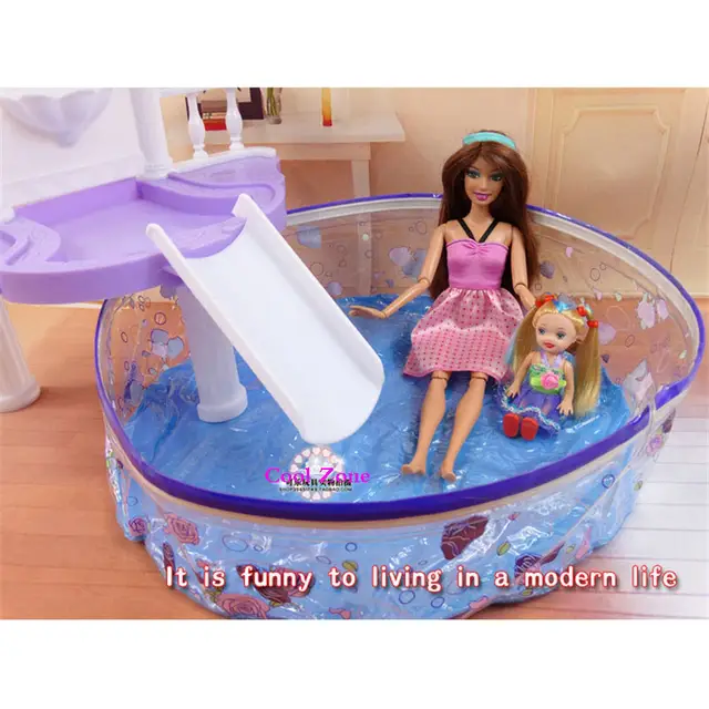 Us 2334 43 Di Scontonuovo Arrivo Mobili In Miniatura Di Estate Di Nuoto Piscina Per Barbie Casa Di Bambola Giocattoli Classici Per La Ragazza Di
