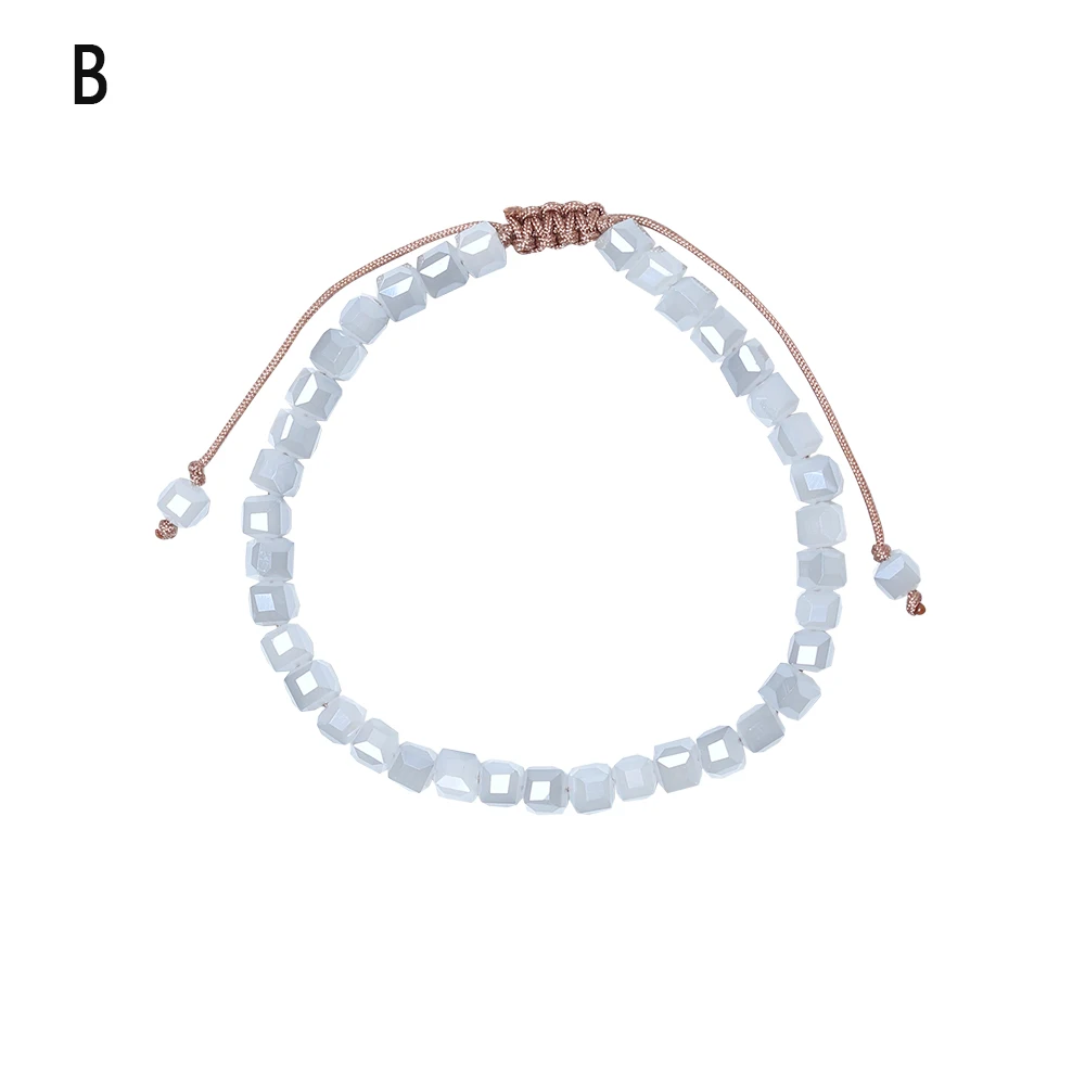 Кристалл простой маленький бисер Браслеты Натуральный Камень Чакра ручной работы из бисера Плетеный браслет для женщин девушек регулируемые ювелирные изделия - Окраска металла: B