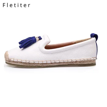 

Fletiter size 35-43 Women Flats Shoes Slip On Casual Shoes Leather Lazy crystal Loafers Female Espadrilles Footwear 2019 Autumn