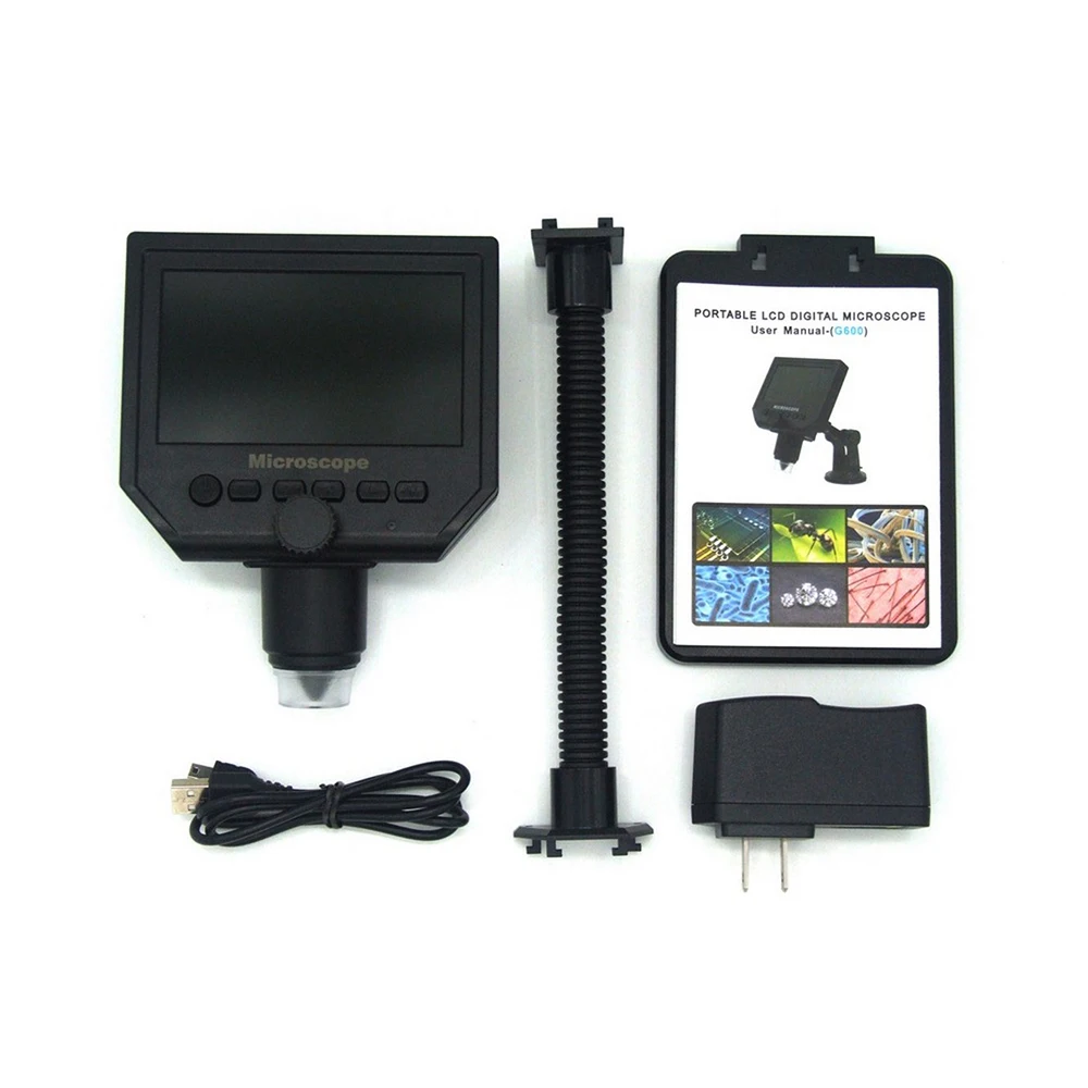 

600X USB Digital Electronic Microscope HD 4.3 Inch LCD Screen Display VGA Microscope 8 LED PCB Mobile Phone Repair 16 language