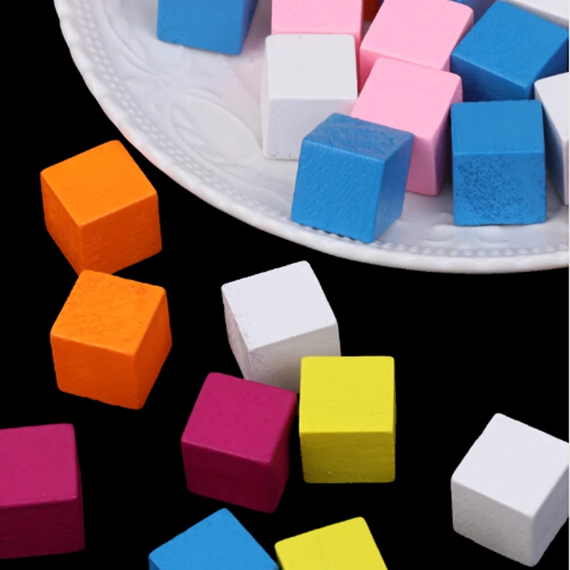 1 мешок Разноцветные деревянные кубики Квадратные блоки ремесло украшения DIY