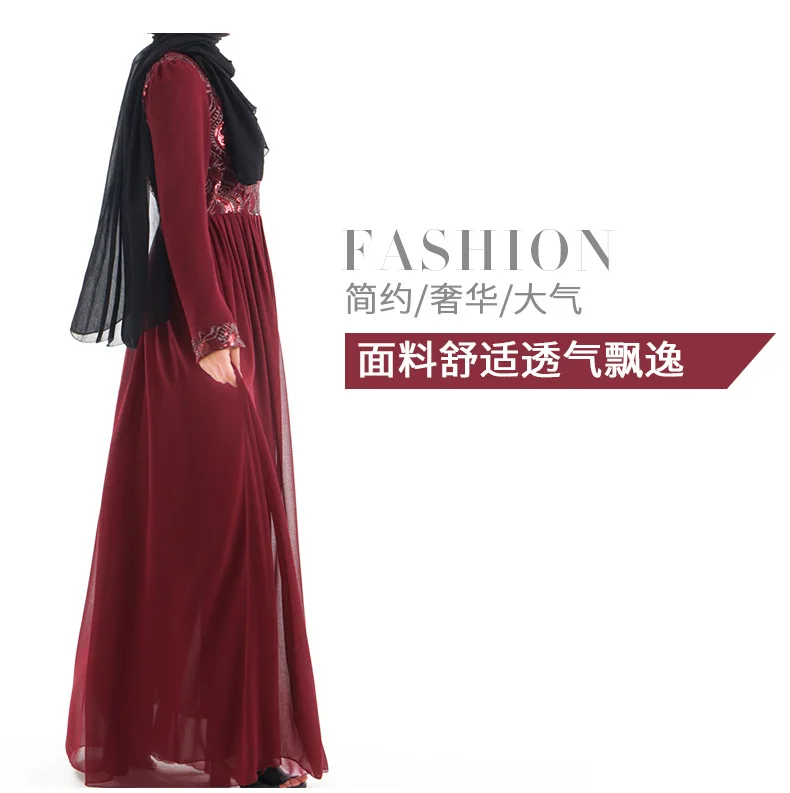 2019 шифон Рамадан Абая для мусульманских женщин платье вышивка Макси длинный халат Арабский исламский Костюмы полной длины платье