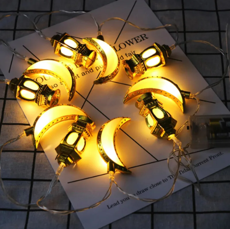 

10PCS Battery Supply Moon Palace Shape Eid Ramadan Islamic LED String Light Indoor Home Party Decor