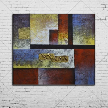 

Top Atist Hand Painted Modern Abstract Color blocks Oil Painting On Canvas Abstract Wall Pictures For Living Room Home Decor