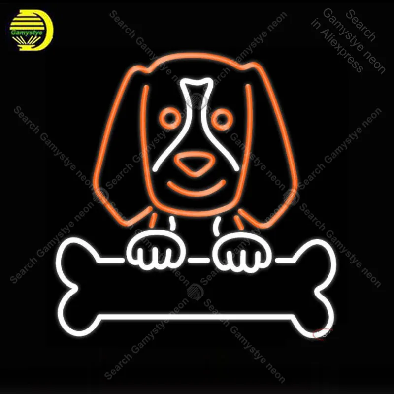 Dog and Bone Neon Sign Real Glass Tube Handmade neon light Advertise Display Decor Wall Hotel club Iconic Light Lamps | Лампы и