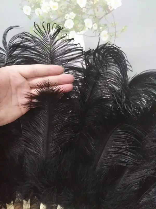 Оптовая продажа большой веер из страусиного пера с бамбуковым стержнем