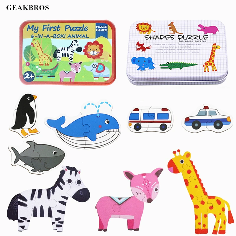 

Baby Infant Flash Card Jigsaw Cognition Puzzle Shape Matching Puzzle Cognitive Early Education Card Learning Toys in a Iron Box