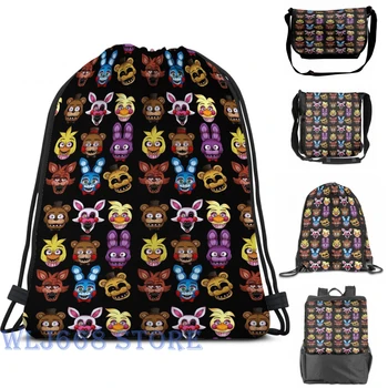 

Funny graphic print shoulder Bags women Five Nights Single shoulder backpack travel for men Gym Bag