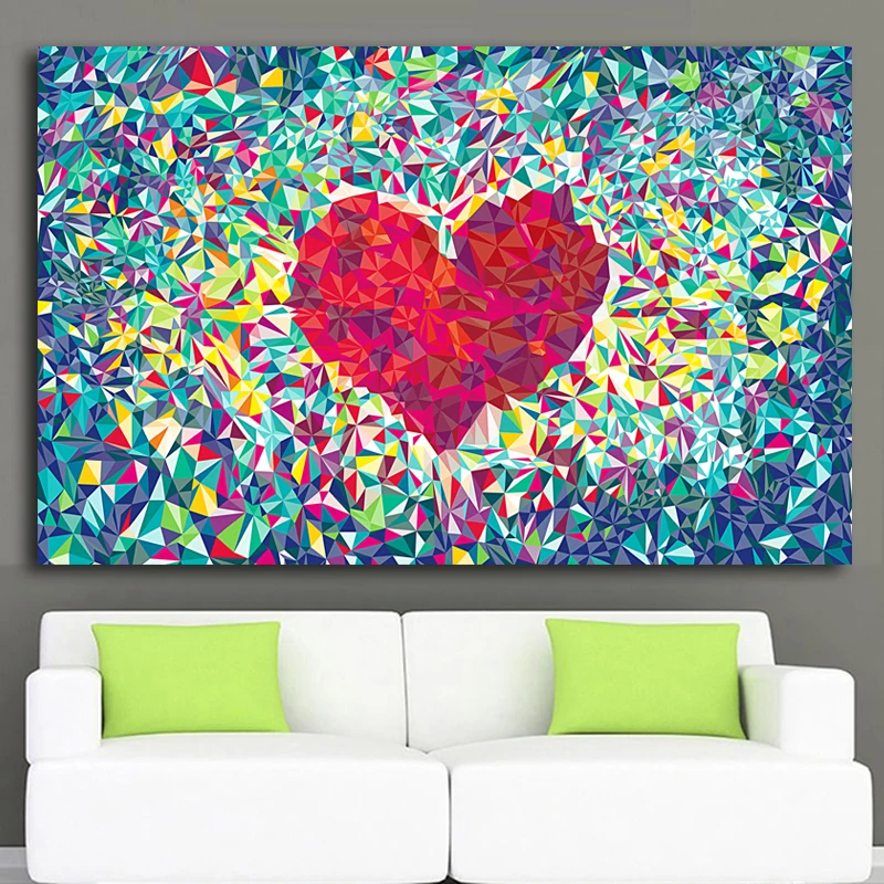 

printed Painting canvas of color Red Love Heart Butterfly Oil Painting Living Room Wall Painting Canvas Art painting Home Decor