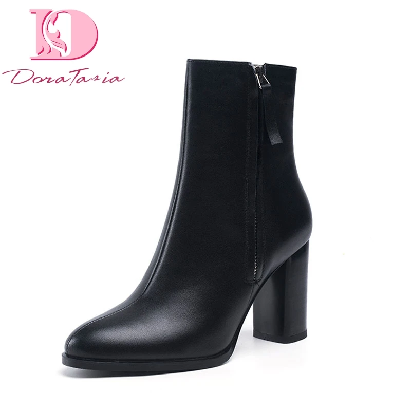 DoraTasia Brand New natural cow genuine leather high Heels party women Boots Shoes fashion elegant Ankle Boots Shoes Woman DoraTasia Brand New natural cow genuine leather high Heels party women Boots Shoes fashion elegant Ankle Boots Shoes Woman