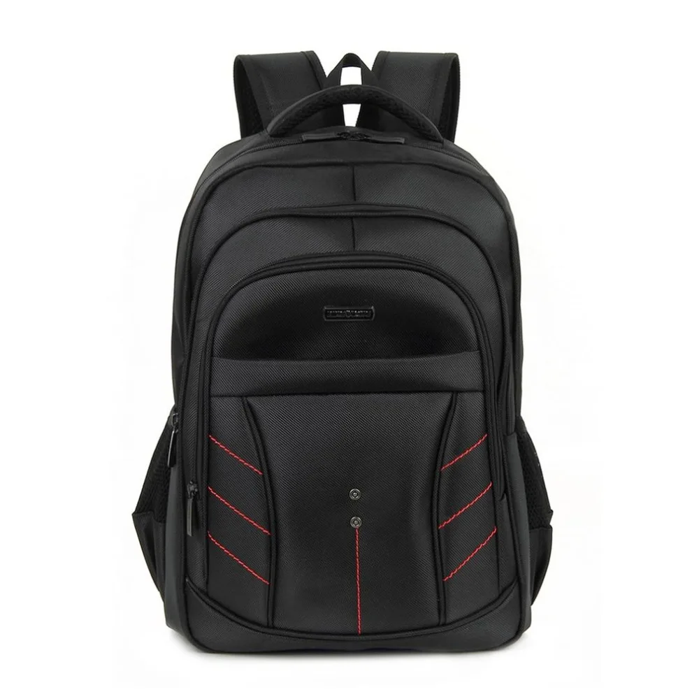 

Men 15.6 inch Backpacks Notebook Laptop Shoulder Bag Large Capacity Waterproof Solid Zipper Rucksack Black Nylon School Backpack